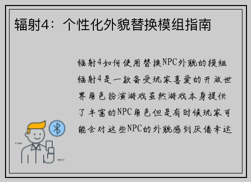 辐射4：个性化外貌替换模组指南